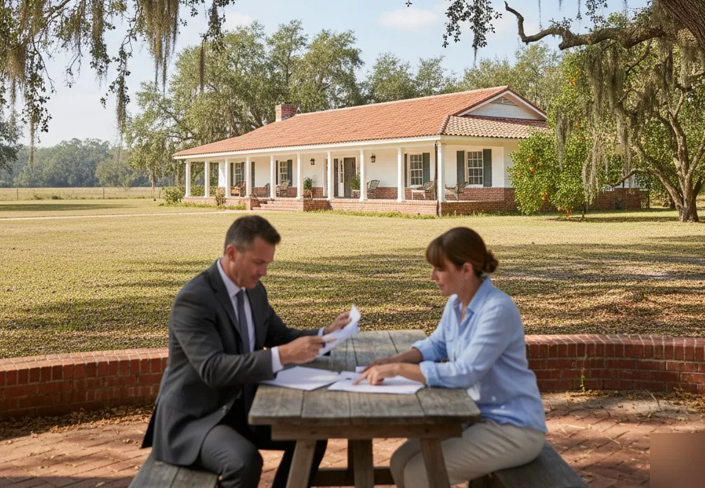 Estate planning lawyer near Windermere North FL reviewing documents at a ranch-style home