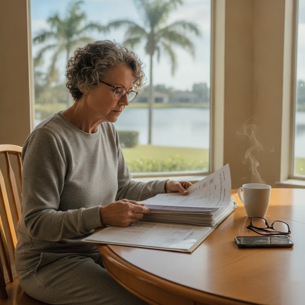 Homeowner reviewing trust paperwork at a Windermere kitchen table