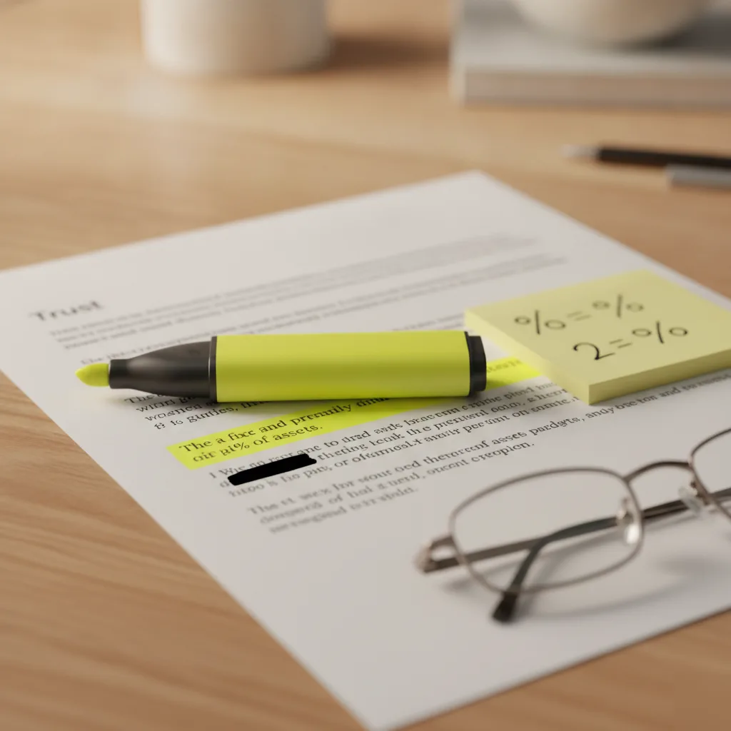 Close-up of a 5-and-5 formula withdrawal clause in a Windermere trust document